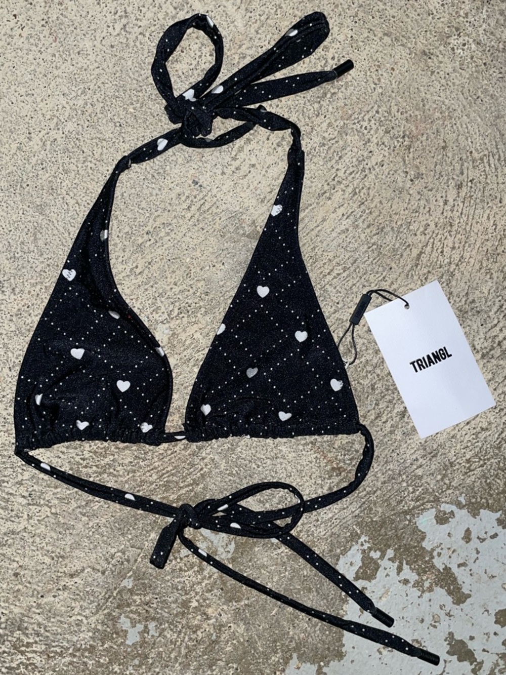 triangl swimwear Black Heart Print Triangle Bikini top and bottoms - Picture 5 of 12